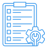 Clipboard and gear icon